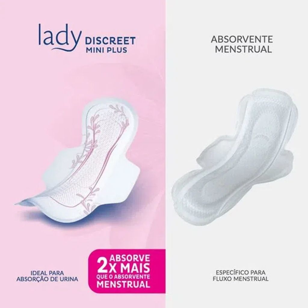 Tena Lady Discreet Mini Plus - Absorvente Feminino - Pacote com 8 unds