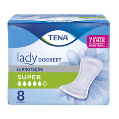 Tena Lady Discreet Super - Absorvente p/ Incontinência Urinária - Pacote com 8 unds