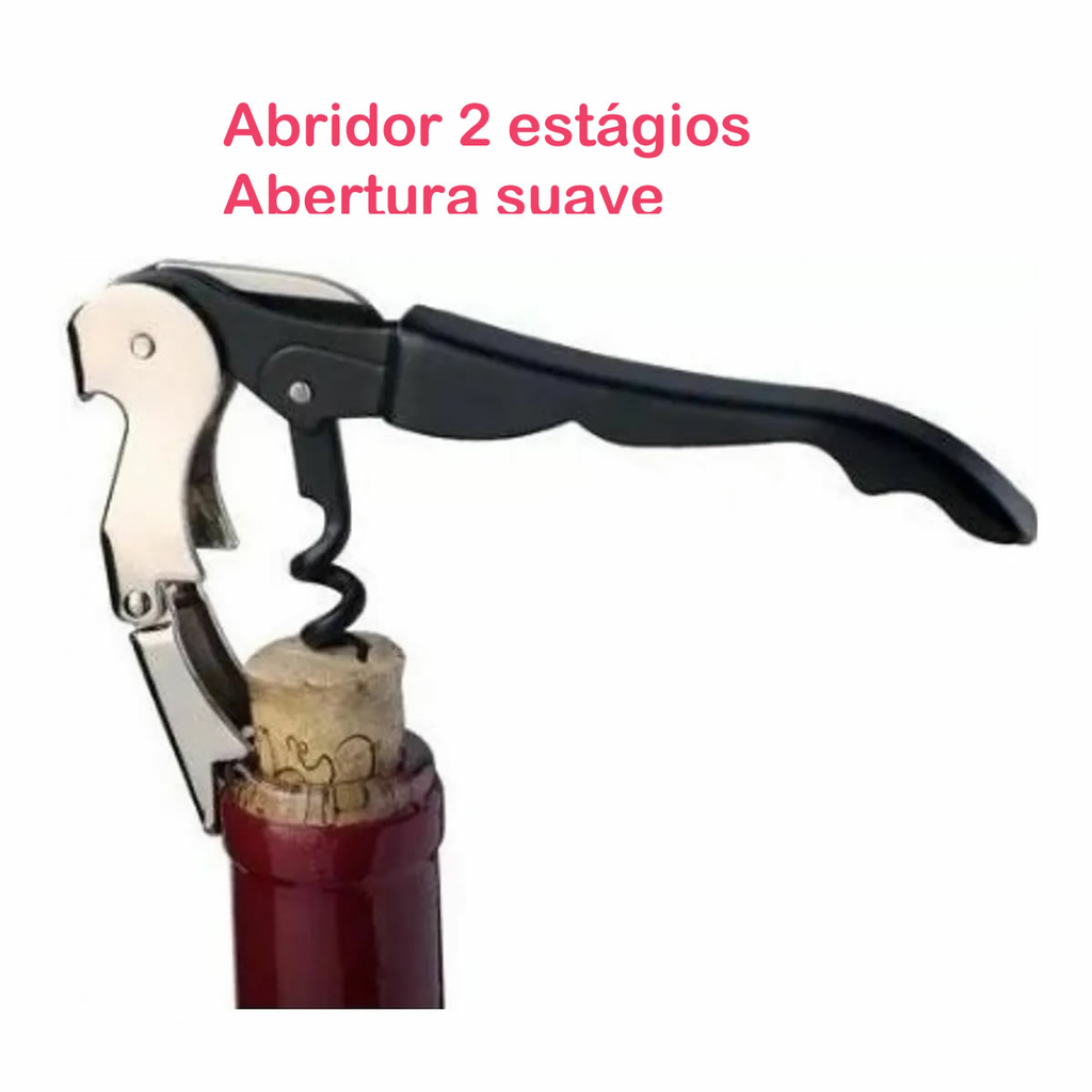 Kit Saca Rolha Abridor de Vinho Profissional e Acessórios Premium