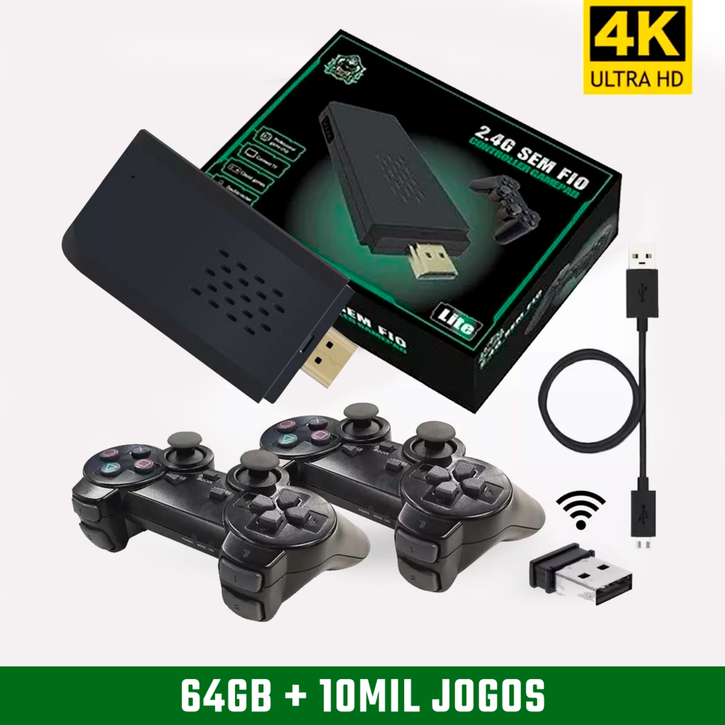 Vídeo Game Stick Box 4k Lite 2 Controles Sem Fio 10 Mil Jogos Novo