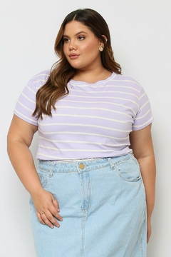 Plus Size - "Estampada Listrada" (Lilás) na internet