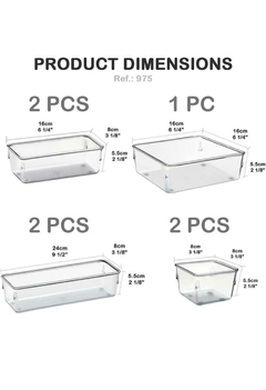 Organizador Modular Acrimet para Gavetas, Bancadas e Armários, Plástico Transparente, Kit com 7 Potes Sortidos na internet