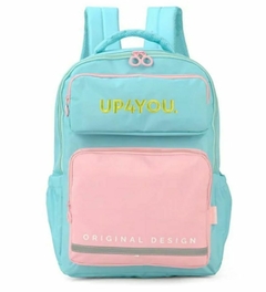 Mochila de Costas Escolar Verde e Rosa Up4You - Luxcel