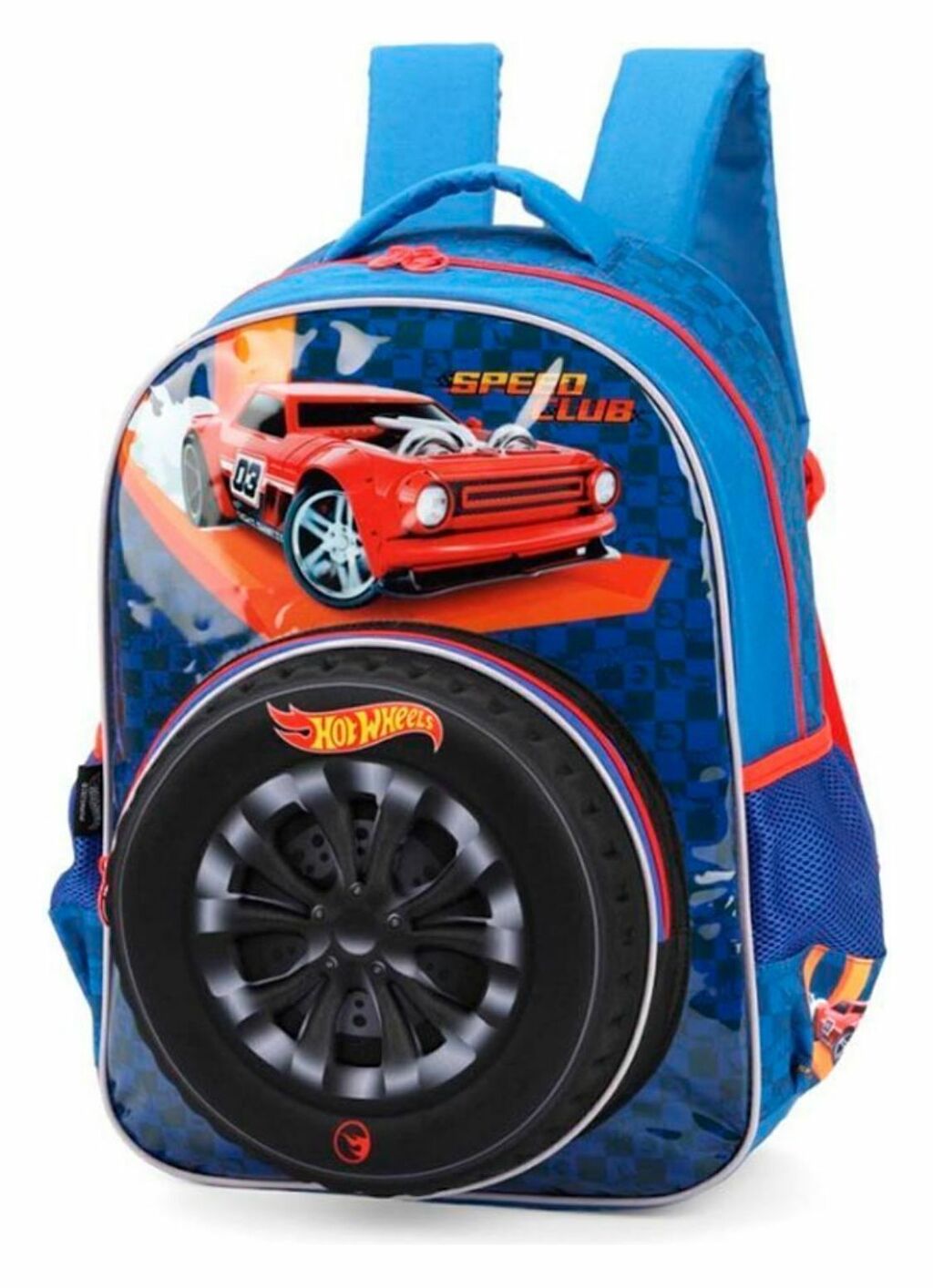 Mochila 3d De Costas Infantil Hot Wheels Pneu Azul