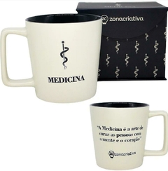 CANECA PROFISSÃO MEDICO MEDICINA CERÂMICA BRANCA 400ML