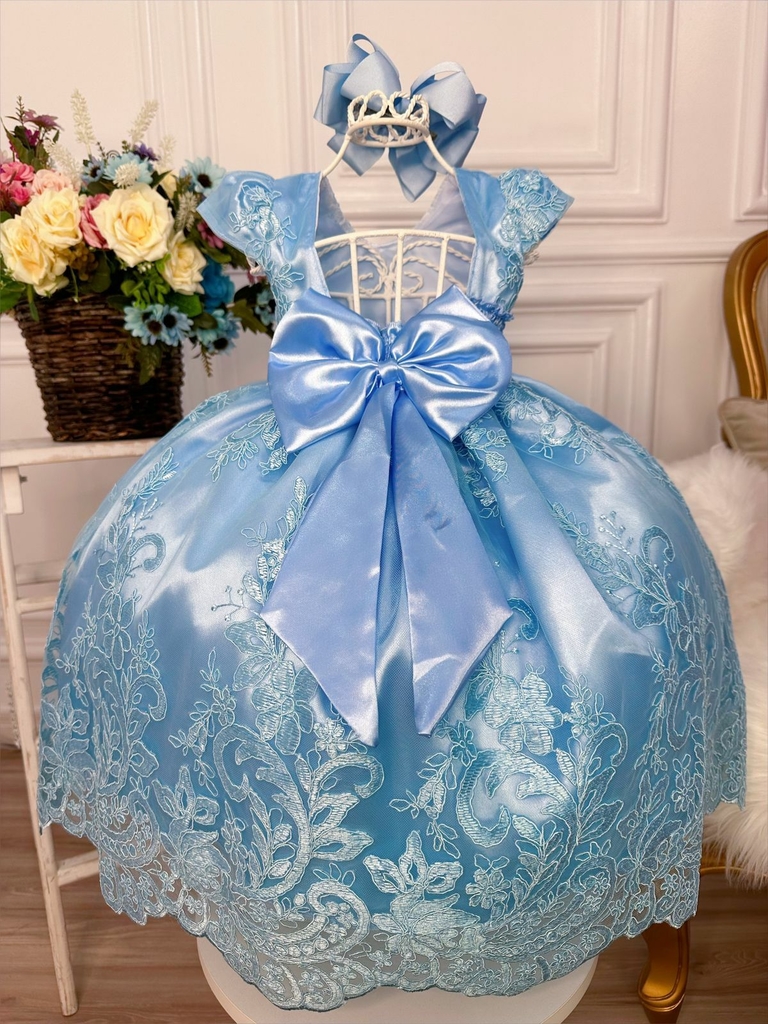 Vestido de renda infantil cheap azul