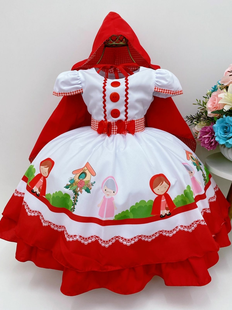 Vestido de chapeuzinho vermelho infantil 2025