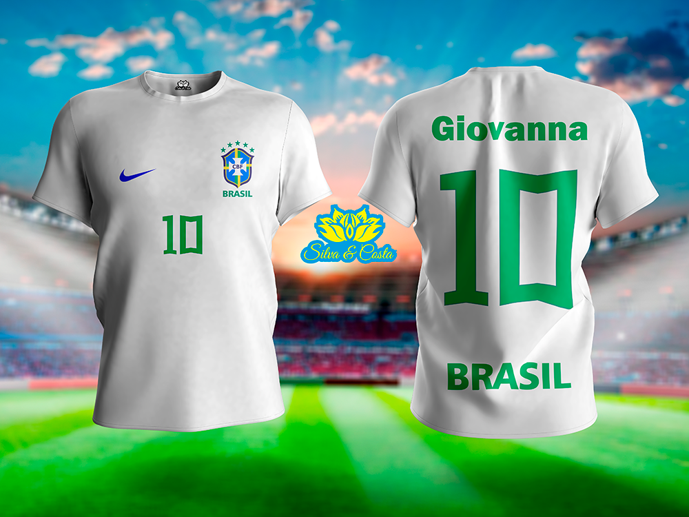 Camiseta Brasil Branca Personalizada