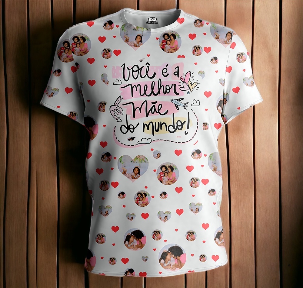 Camiseta Dia das Mães Estampa Total Personalizada