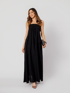 VESTIDO LONGO EM CAMBRAIA - YASMIN - PRETO