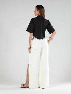 Calça pantalona linho/modal cós de elástico - Pietra - off white - BIANCA GOHARA | Moda Feminina Consciente