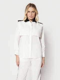 CAMISA BICOLOR OVERSIZED DE ALGODÃO CERTIFICADO - AMANDA- OFF WHITE - comprar online