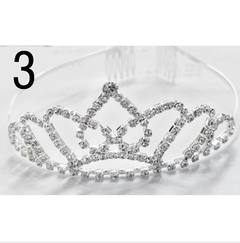 Vincha Tiara Corona De Princesa Plateada Con Strass Brillos - M&Q REGALOS