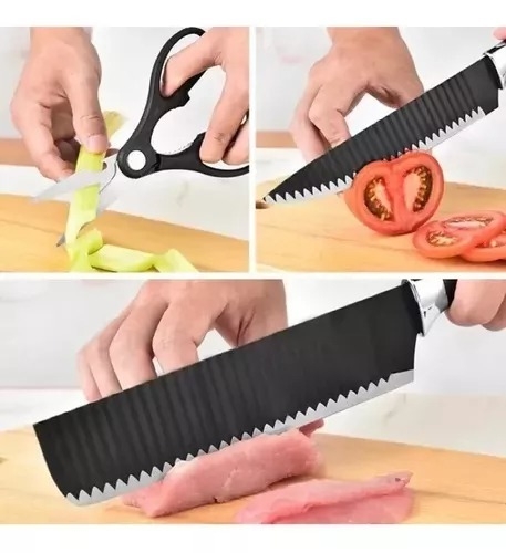 Cuchillos Swiss Chef Negros Set de 6 cuchillos profesionales
