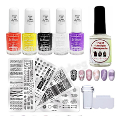 Kit X7 De Stamping Placa Sello Esmaltes Uñas Decoración Nail