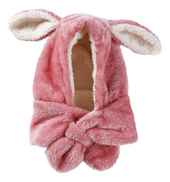 Imagen de Gorro Cuello Peluche Abrigo Bufanda Kawaii Invierno Frio