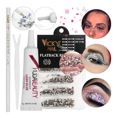 Kit X4 Strass Lápiz Pegamento Aplicador Rostro Gemas Make Up