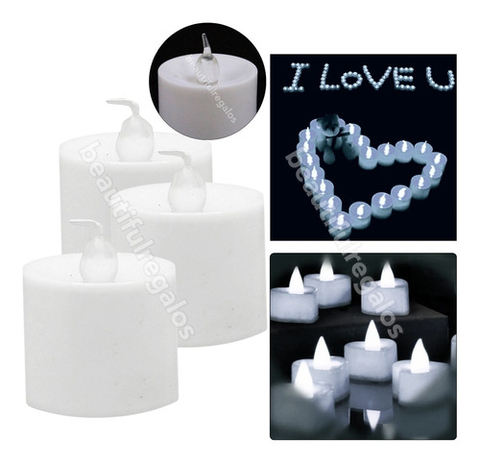 24 Velas Velitas Led Pila Blanco Frio Decoracion Souvenir