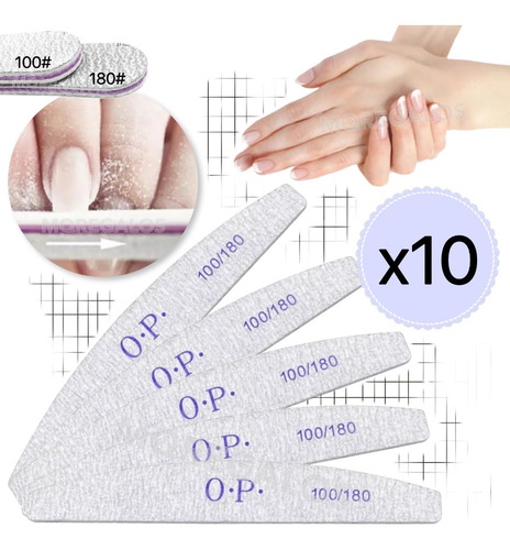 25 Limas Opi 100/180 profesional para uñas esculpidas
