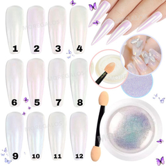 Polvo Holográfico Efecto Espejo + Aplicador Nail Art