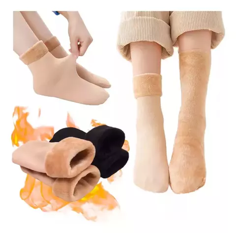 6 Pares Medias Térmicos Suaves Cálidos Invierno Colores Frio