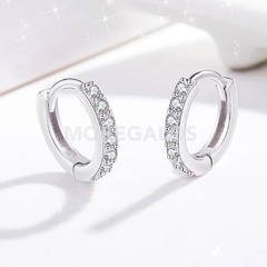 Par De Aros Argollas Mujer Con Piedras Diamantes Elegantes