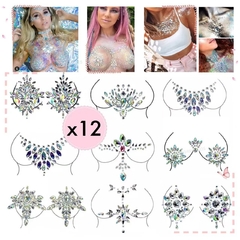 X12 Strass Gemas Autoadhesiva Para El Pecho Cuerpo Cara Look