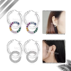 Aros Mujer Dama Arito Piercing Argollas Acero Circulo Strass