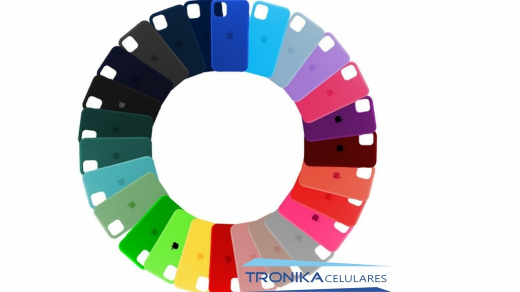 Funda iPhone 14 Plus silicón logo multicolor