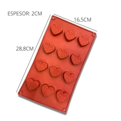 MOLDE PLANCHA 12 CORAZONES CON RELIEVE - comprar online