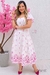 Vestido Midi em Laise de Algodão com Bordados Rosas - Lançamento Moda Evangélica e Executiva - comprar online