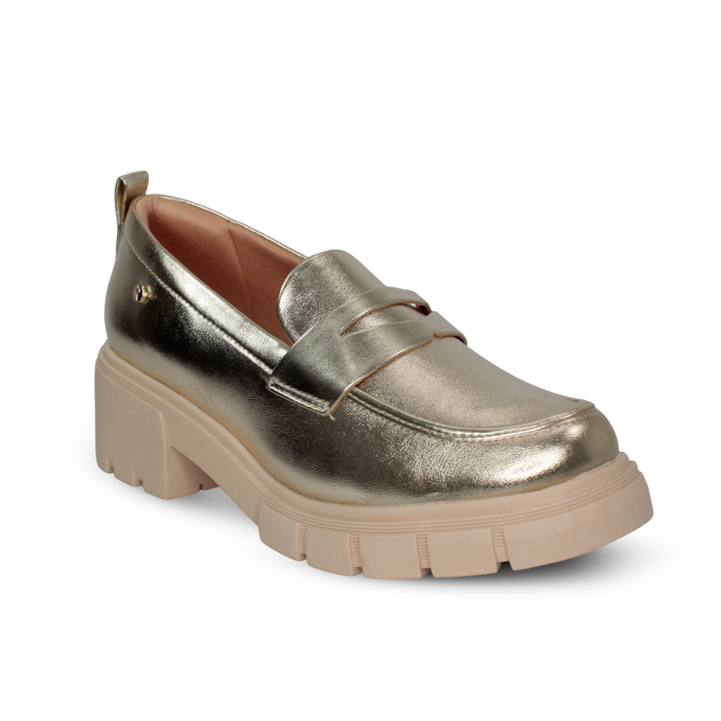 Sapato Ramarim Mocassim Napa Metal Plus Feminino Ouro na internet