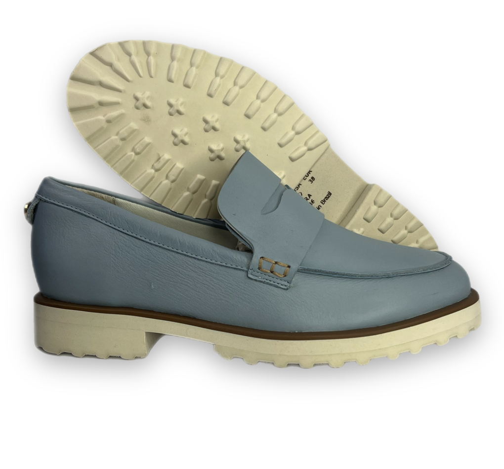 Sapato Parô Couro All Day Soft Feminino Azul Claro - loja online