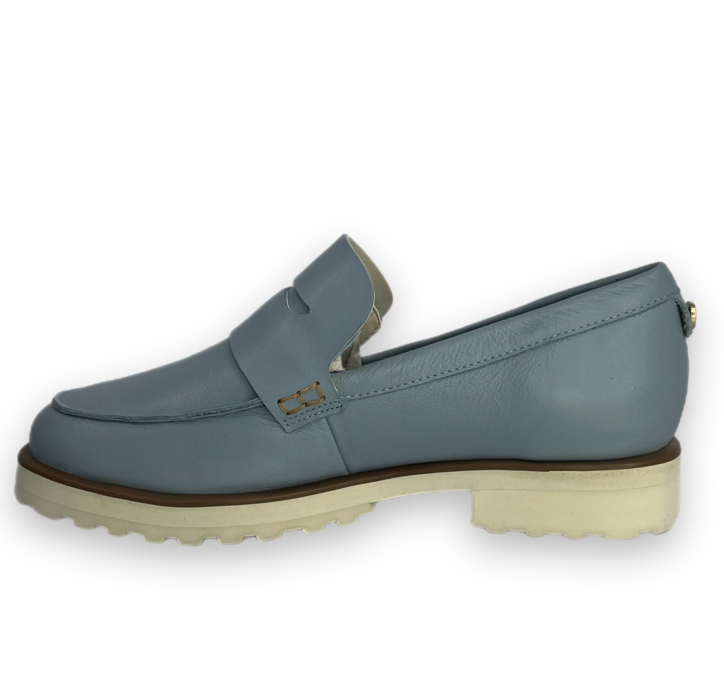 Sapato Parô Couro All Day Soft Feminino Azul Claro - comprar online