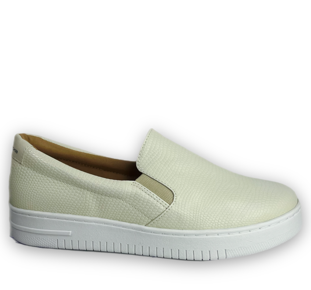 Tênis Della Vecchia Slip Napa Reptil Feminino Branco