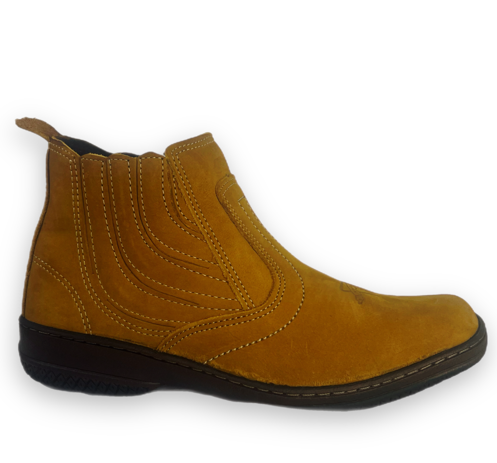 Bota Vaquejada Couro Nobuck Masculina Caramelo