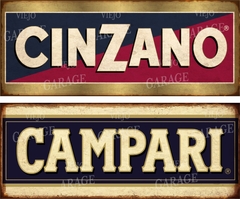 Carteles De Chapa Vintage Cinzano + Campari - Tamaño 35x14cm