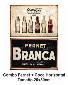 Combo Chapas Vintage 20x30cm X 2 Unid - Fernet + Coca 1