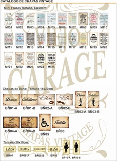 Imagen de Carteles Chapas Retro Vintage Decorativos X 10 Unid Garage