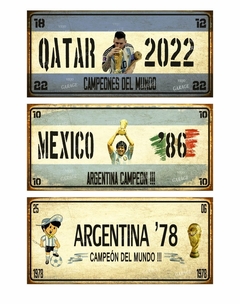 Combo Cartel Chapa Argentina Messi Campeón Mundial - 3 Unid