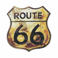 Escudo De Chapa Vintage Route 66 Tamaño 31x32cm