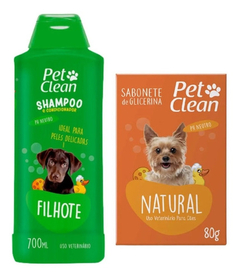 Kit Shampoo Filhote E Sabonete De Banho Para Pets Pet Clean na internet
