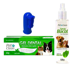 Kit Gel Dental + Spray Bucal + Escova Dedeira Pet Clean - comprar online