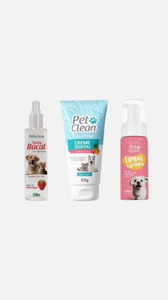 Kit Espuma Higienizadora Pet + Creme Dental + Spray Bucal