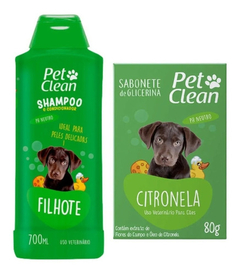Kit Shampoo Filhote E Sabonete De Banho Para Pets Pet Clean
