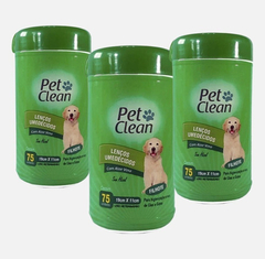 Kit 3 Lenço Umedecido Pet Clean Para Cães E Gatos