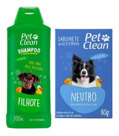 Kit Shampoo Filhote E Sabonete De Banho Para Pets Pet Clean - comprar online