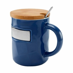 Taza de cerámica con tapa de bambú y cuchara 350ml BAMBUSA en internet