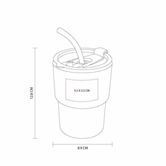 Imagen de Vaso de vidrio de 450ml con tapa y popote MOKA