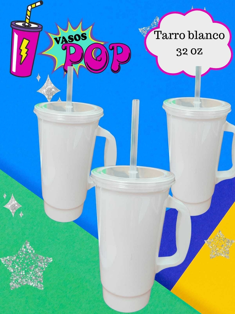 Tarro blanco de plástico - Comprar en Vasos Pop